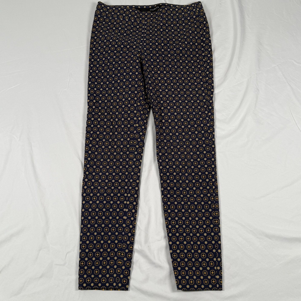 Talbots Essex Pants 2 Geometric Print Stretch Ankle Slim Career Workwear Office - Picture 2 of 12